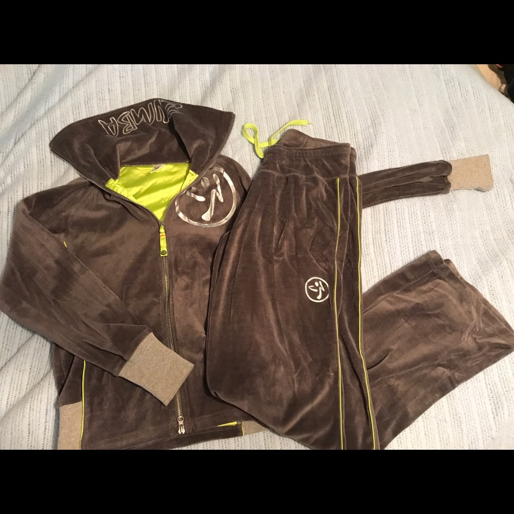 Zumba velour track suit, jacket and pants Medium